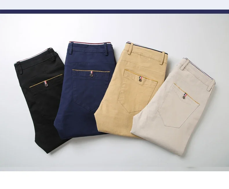 Herbstliche Einfarbige Herrenhose aus Baumwolle, Schmal Geschnittene Klassische Bleistifthose, Business-Hose im Koreanischen Stil, Lässige Chino-Twill-Hose für Männer – Detail 15