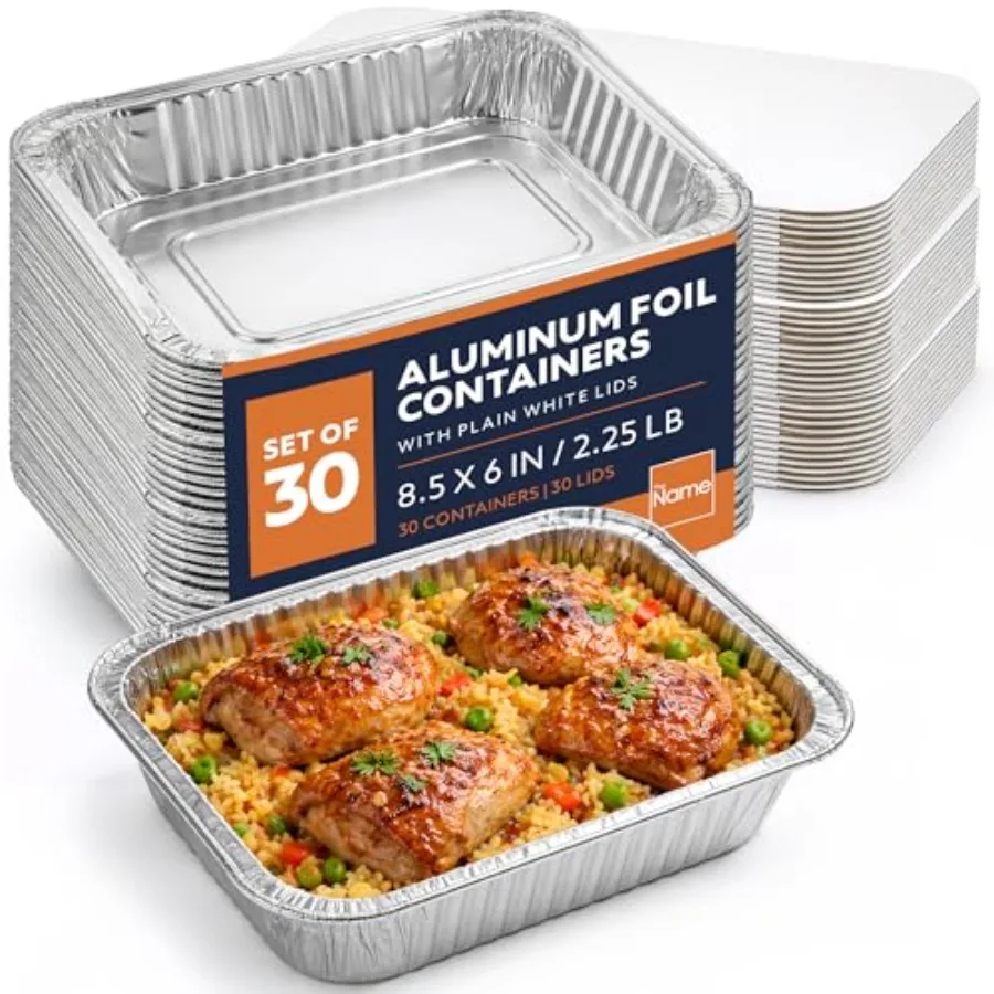 

The Name Economy Aluminum Disposable Pans - Oven Safe Foil Steam Pans for Catering, Baking, BBQ, Food Prep, and Storage/ 2.25lb