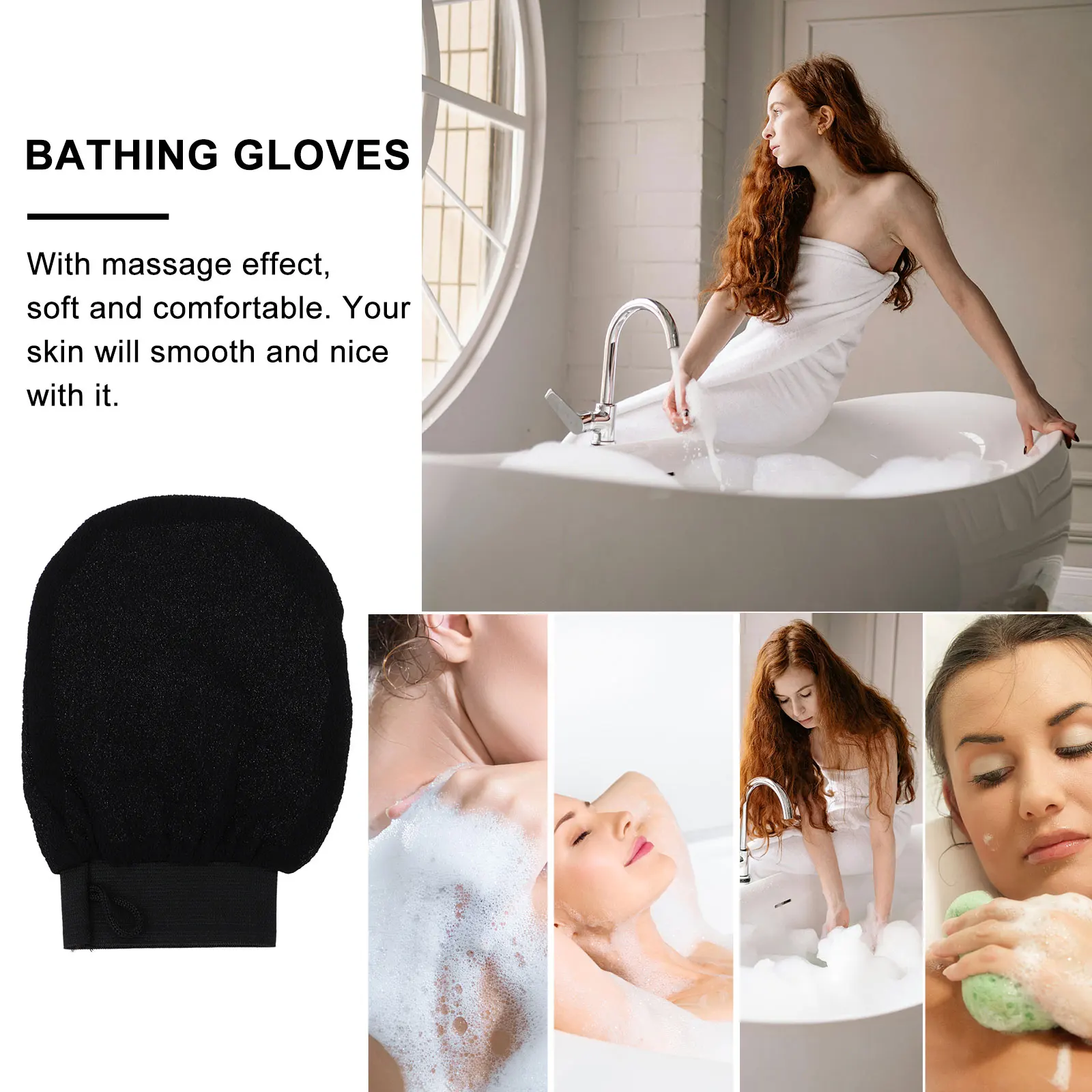 

Black Bathing Gloves Exfoliating Shower Scrub Massage Suitable Oily Dry Skin Body Wash Tools Easy Clean Long Use Gift