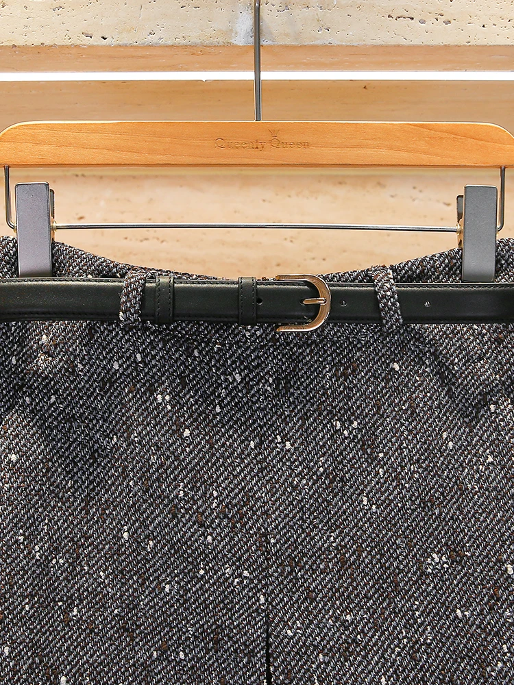 Gonna in tweed con paillettes ini a vita alta Pendolarismo Sle Design semplice Fibra di poliestere piegata Vestibilità ampia Regular Thin