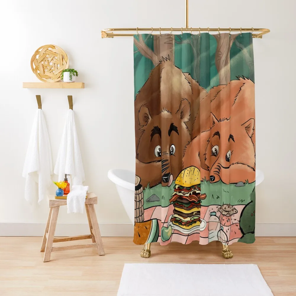 

Picnic with Hungry Bears Shower Curtain Shower Set For Bathroom Cover Curtain