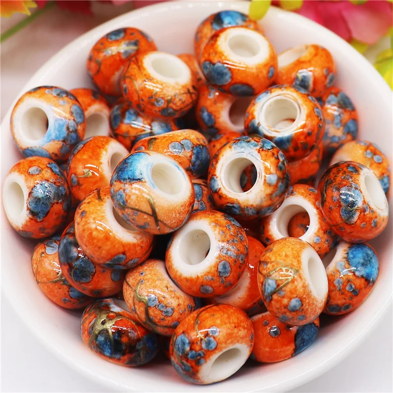 10Pcs Lot New Marble Patterns Resin Murano Beads Round Loose Spacer European Beads Charms Fit Bracelet Jewelry Garden Decor Bar