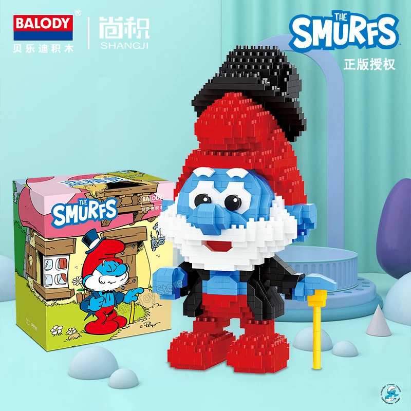New Balody Genuine Anime Cartoon The Smurfs Mini Blocks Smurfette Small Anime Building Blocks Collection Toy Figure Kids Gifts