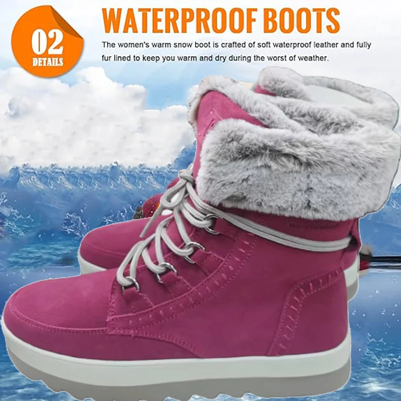 

Women's Boots Winter High Quality Keep Warm Mid-Calf Waterproof Snow Boots Women Comfortable Ladies Thigh High Hiking Boots