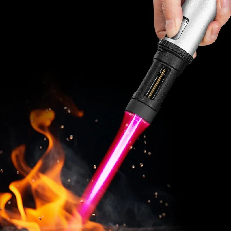 360° Large Firepower Direct Spray Gun Windproof Circulation Inflatable Lighter Blue Flame Red Flame Personalized Creativity