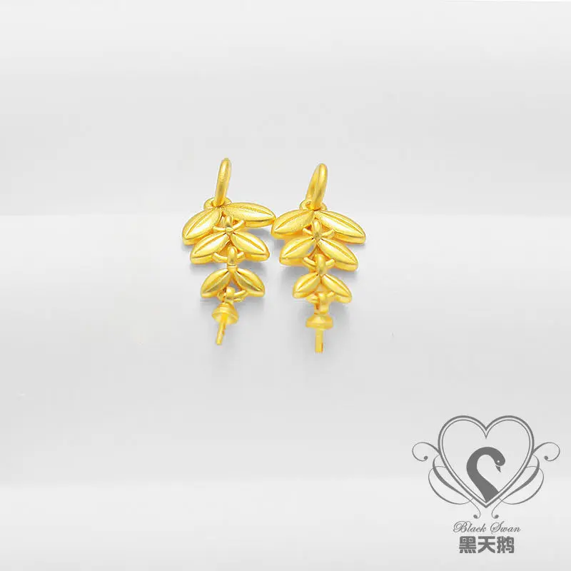 18K Matte Gold Plated Double Sided Wheat Ear Charms 9*15mm DIY Bracelet Necklace Earring Jewelry Findings