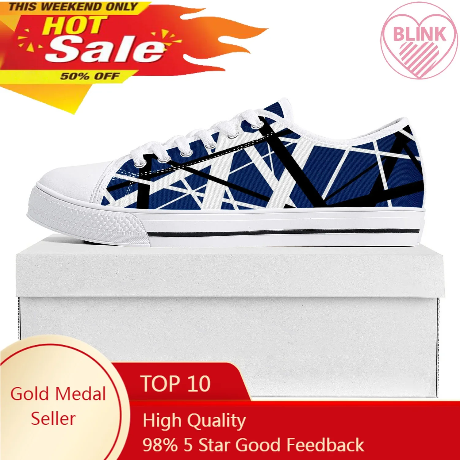 

EVH 5150 Stripe Heavy Metal Rock Band Low Top High Quality Sneakers Mens Womens Teenager Canvas Sneaker Couple Shoes Custom Shoe