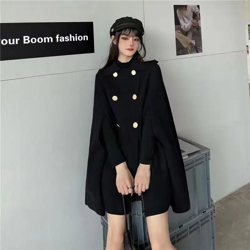 Streetwear Poncho Coats Casual Chic Woolen Capes & Ponchos Fashion Women\'s Design Solid Sleeveless Shawl Jacket Female T316