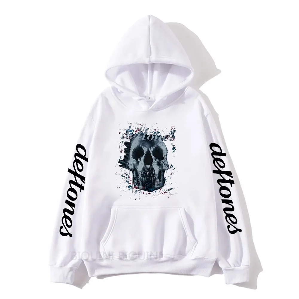 Deftones Skull Black Band Hoodies Men's Punk Hip Hop Sweatshirts Gothic Vintage Rock Pullovers for Unisex Streetwear Tops Male