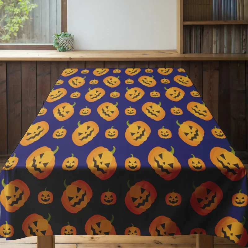 مفرش طاولة بطابع الهالوين بنمط اليقطين لطاولات الطعام في المطبخ وإكسسوارات زينة الهالوين ومهرجان الخريف والمنزل #4