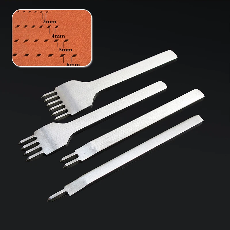 Herramienta para manualidades de cuero DIY, herramienta perforadora de cuero, punzones para agujeros, costura, garra de perforación, 1/2/4/6 dientes, espaciado de 4/5/6mm
