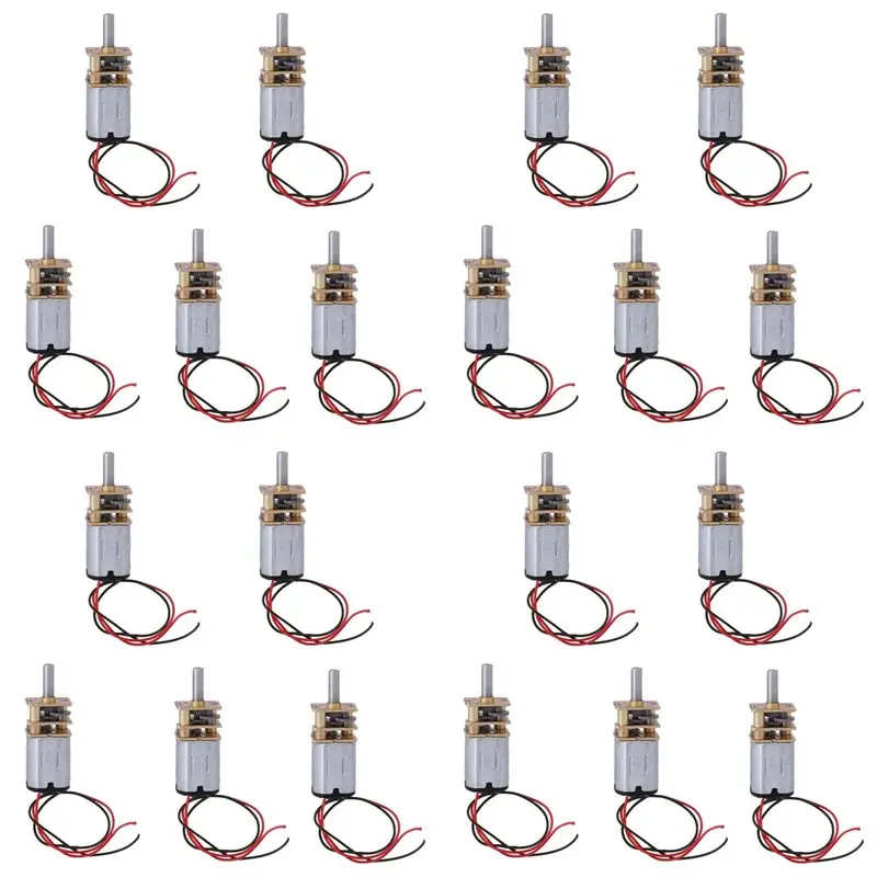 Y51A-20Pcs N20 Mini Micro-Metal Gear Motor With Gearwheel DC Motors 60RPM Slow Speed Full Metal Reducer