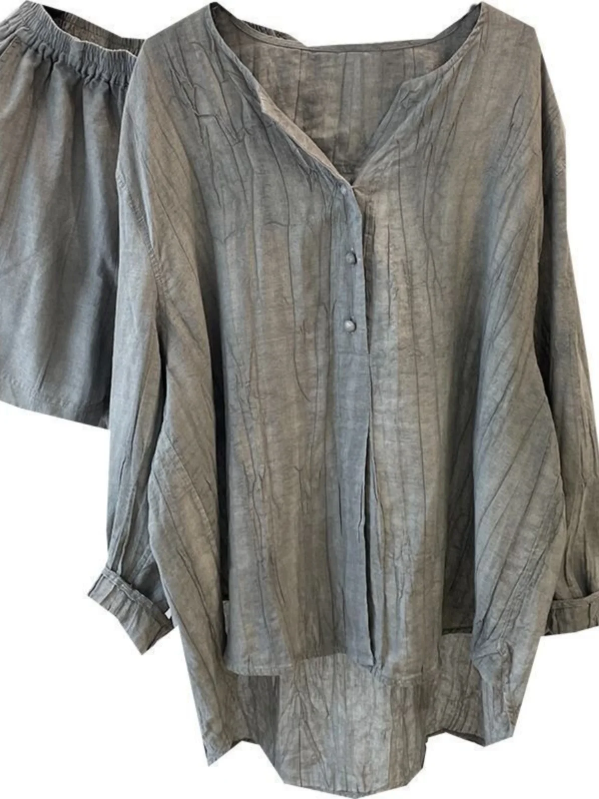 Ele Cotton Linen irt Cardigan aperto sottile da donna Set protezione solare Pantaloni ort a gamba larga Set due pezzi Lungo Sve