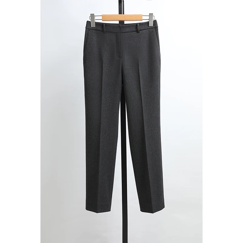 

Теплые брюки с эластичной резинкой на талии и прямыми штанинами для женщин, осень-зима, брюки с застежкой-молнией для поездок на работу