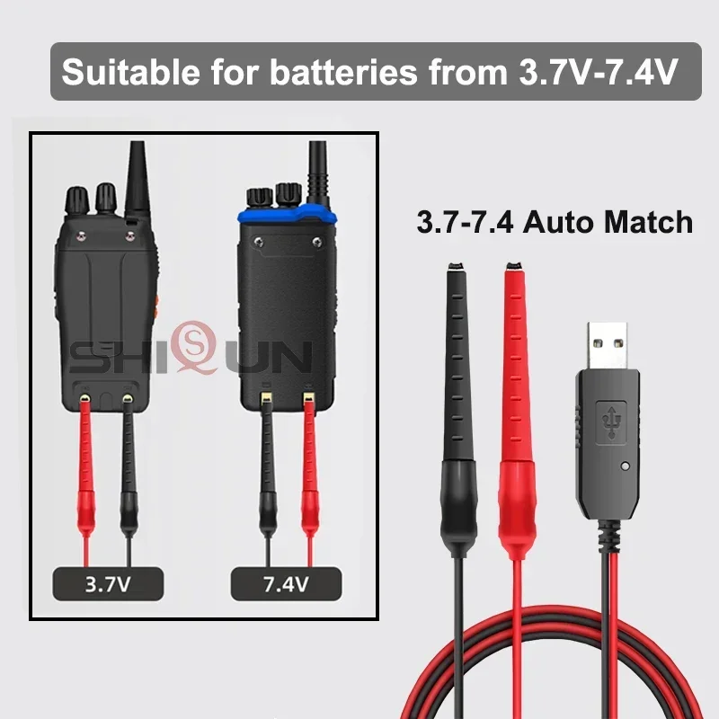 Quansheng-UVK5 USB Power Supply Charger Cable, UV-K58 Walkie Talkie, Rádios universais, Conector de carregamento USB, Clipe Dispositivo de carregamento