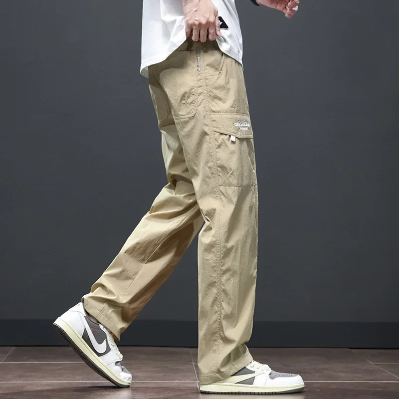 New Arrival Spring Nylon Casual Straight Tube Pants Men Thin Material Youth Student Trendy Men Clothing Korean Reviews Clothes