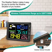 Weather Station Wireless Indoor Outdoor Thermometer 8.3 Inch Color Display Digital Home Dew Point Temperature Humidity