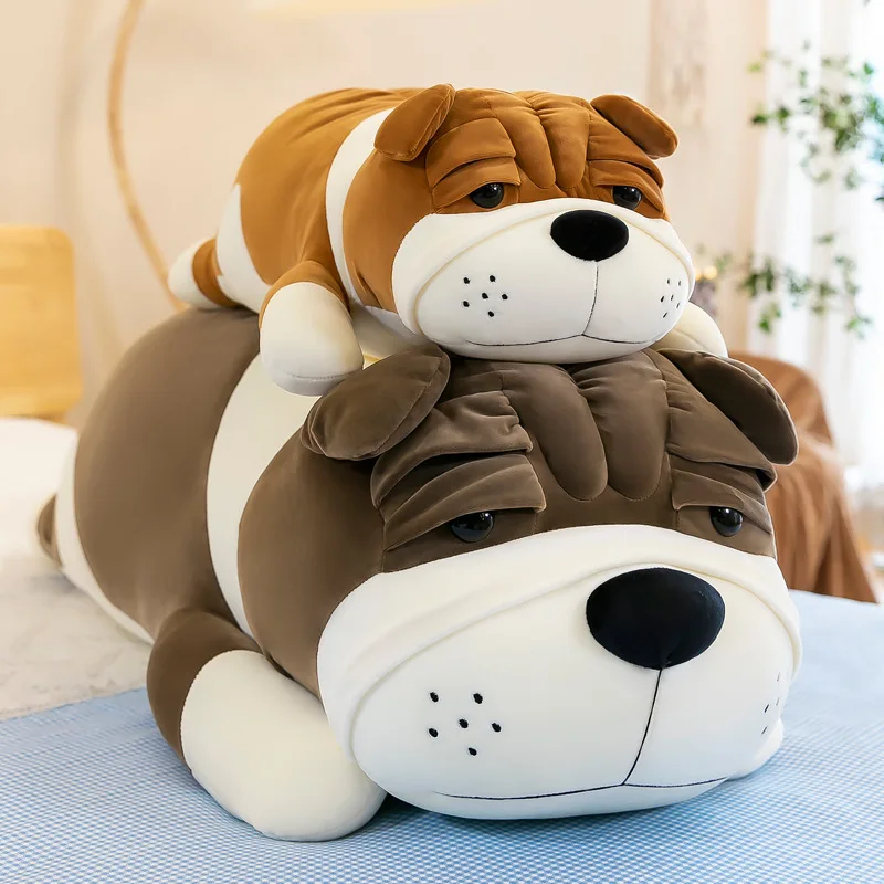 80cm Kawaii Shaggy Dog Plush Doll Pillow Toy Cute Soft Stuffed Animal Shar Pei Dog Plush Cushion Kids Toys birthday Xmas Gifts