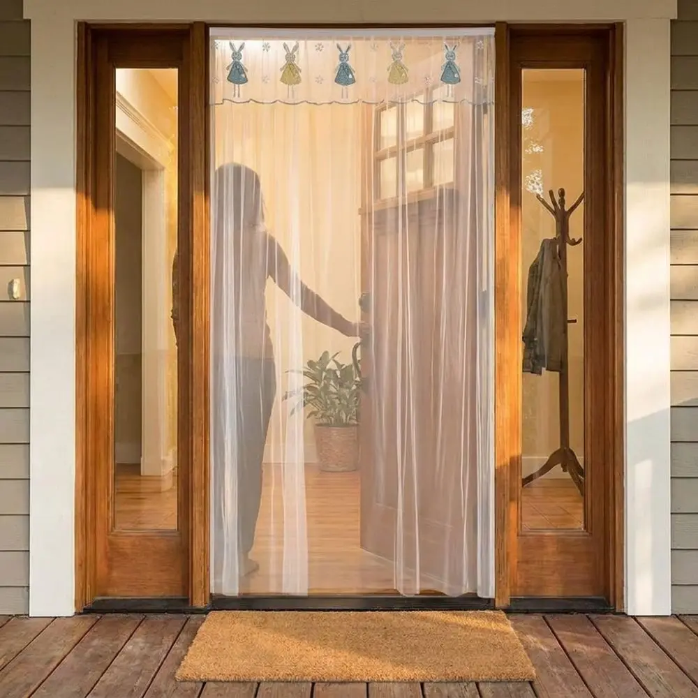 Self-adhesive Mosquito Proof Door Curtain Cute Rabbit Ventilation Door Screen Curtain No Punching Breathable