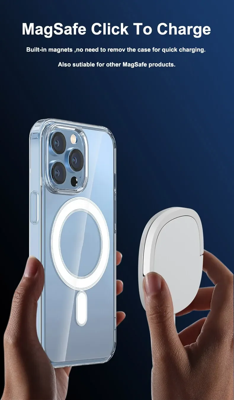 Clear Crystal Original Magnectic Phone Case For iPhone 17 17 Air 16 Pro 15 14 Pro Max 13 12 11 Magsafe Wireless Charging Cover