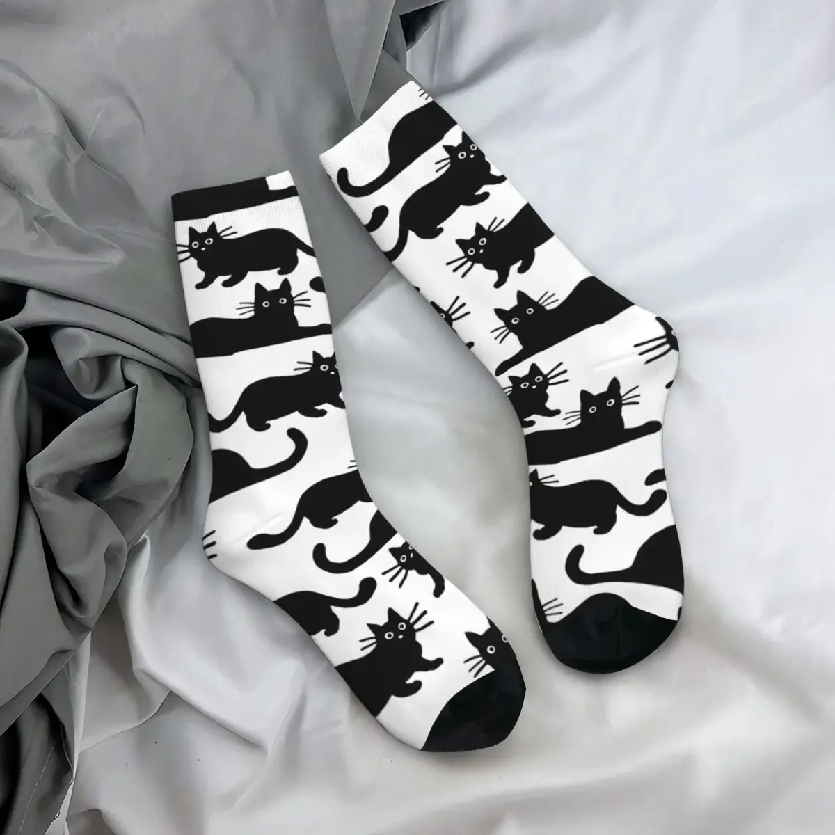 

Носки All Seasons Crew Stockings Black Cat 1, повседневные длинные носки для мужчин и женщин, подарки на День святого Валентина