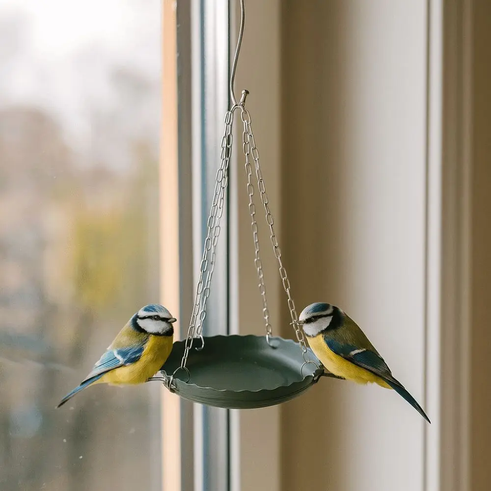 

Multifunctional Adjustable Bird Feeding Tray Plastic Bird Water Bowl Outside Bird Tray with Chain Bird Food Dispenser Patio