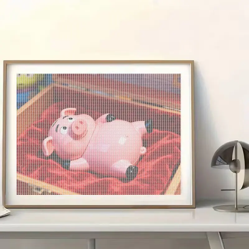 1PC 5D DIY Full Drill Diamond Painting Kit, Gambar Kartun Lucu Celengan Hewan Karakter Kristal Berlian, Seni Berlian untuk Dekorasi Rumah yang Menenangkan