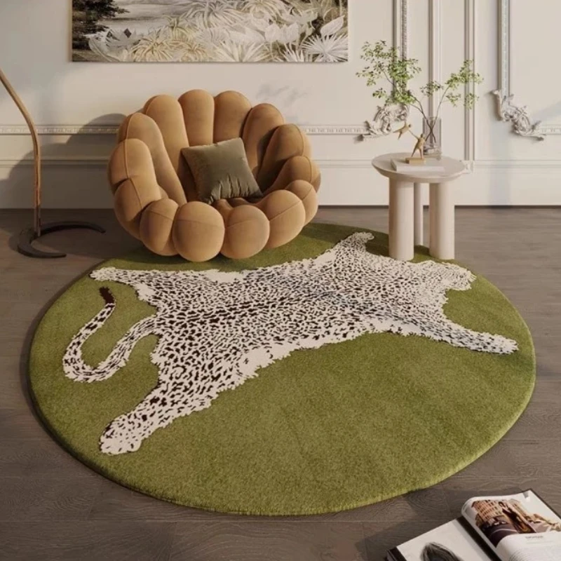 Living Room Carpet Round Leopard Home Decoration Bedroom Bedside Soft Rug Coffee Table Cloakroom Leisure Area Floor Mats