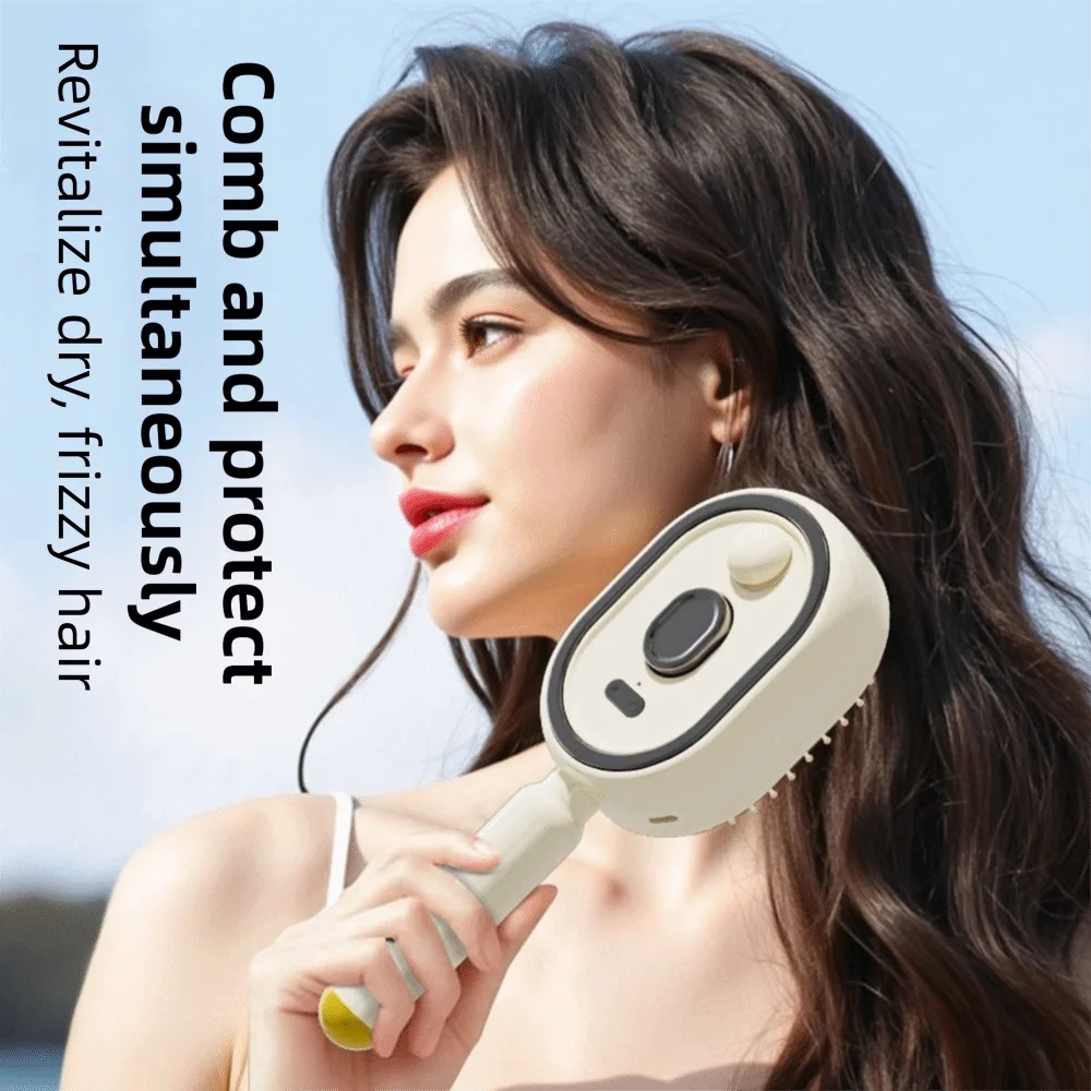 Multi-Function Red Light Spray Massage Comb Hair Care Anti-Frizz Large Tank Electric Spray Hair Brush One-Key Clean