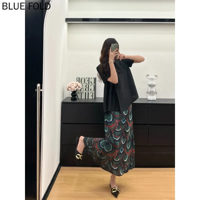 รูปแบบเรขาคณิตผู้หญิงกระโปรง 2025 ฤดูร้อนใหม่เอวสูงสบายๆหลวมพลัสขนาดการออกแบบกลางแจ้ง Travel Essential หญิงกระโปรง