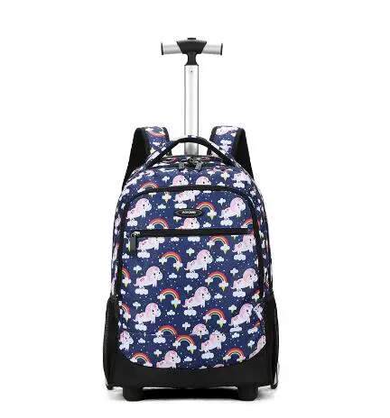 18 inch kids School Trolley bags Wheeled backpack bag on wheels  for teenagers Children School Rolling travel backpack for girls