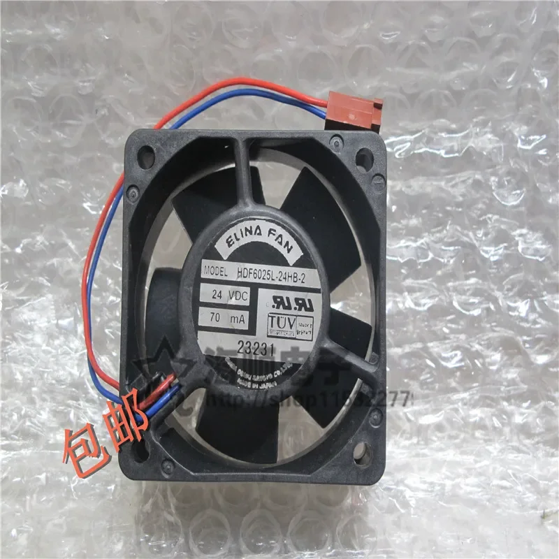 ELINA FAN HDF6025L-24HB-2 DC 24V 0.07A 60x60x25mm 2-Wire Server Cooling  Fan