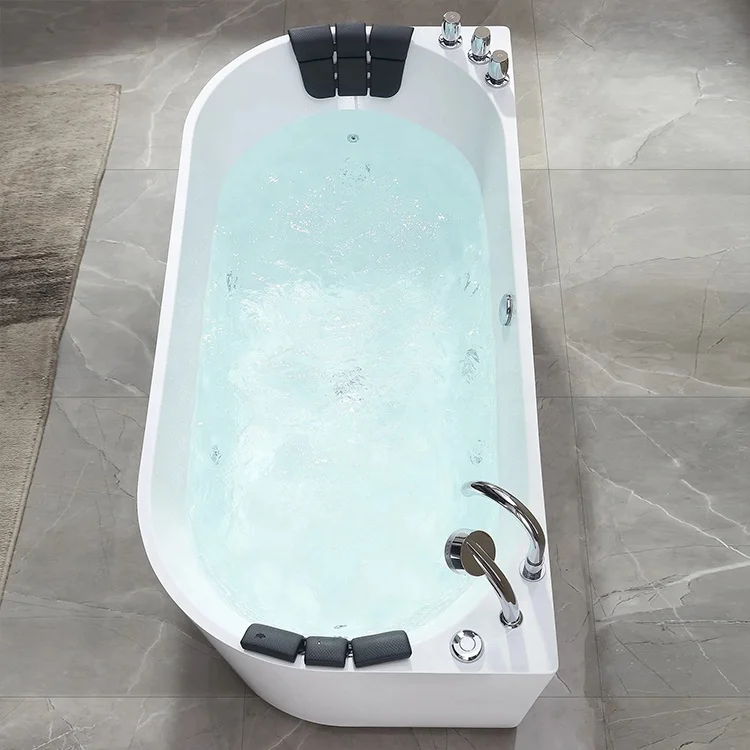 Luxury Oval Indoor SPA Massage Modern Corner Whirlpool Bathtub Hydromassage Water Jet Acrylic Soaking Bath Tub Freestanding