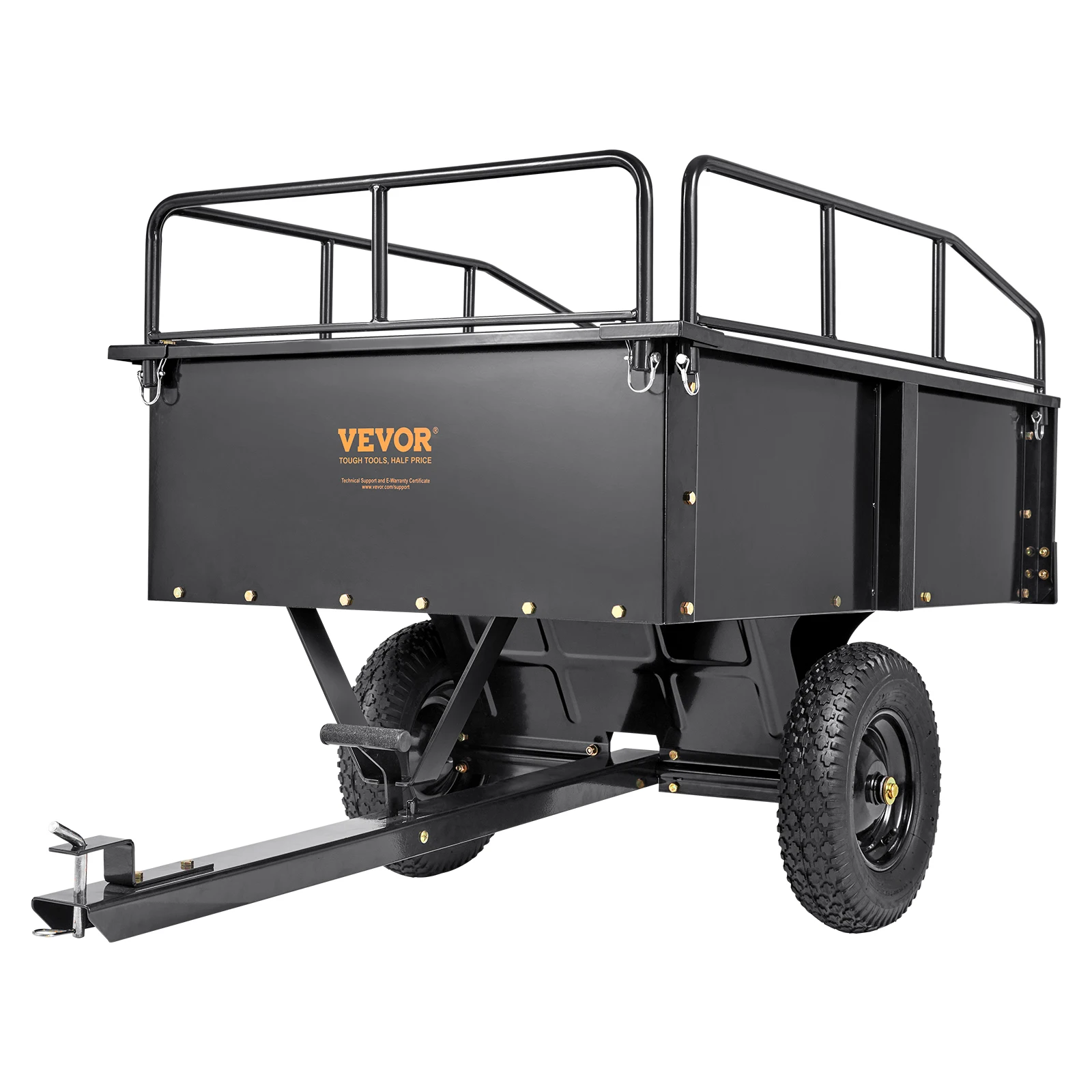 VEVOR Heavy Duty Garden Trailer 750lbs Steel Garden Utility Trailer Dump Cart with Removable Sides for Riding Lawn Mower Tractor