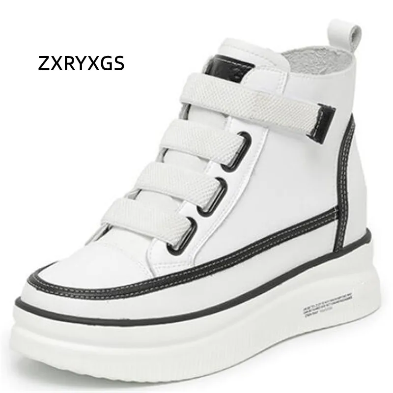 2024 nuovo autunno inverno scarpe in vera pelle piattaforma aumentata entro aumentare le scarpe zeppe Comfort Sneakers Casual scarpe da donna