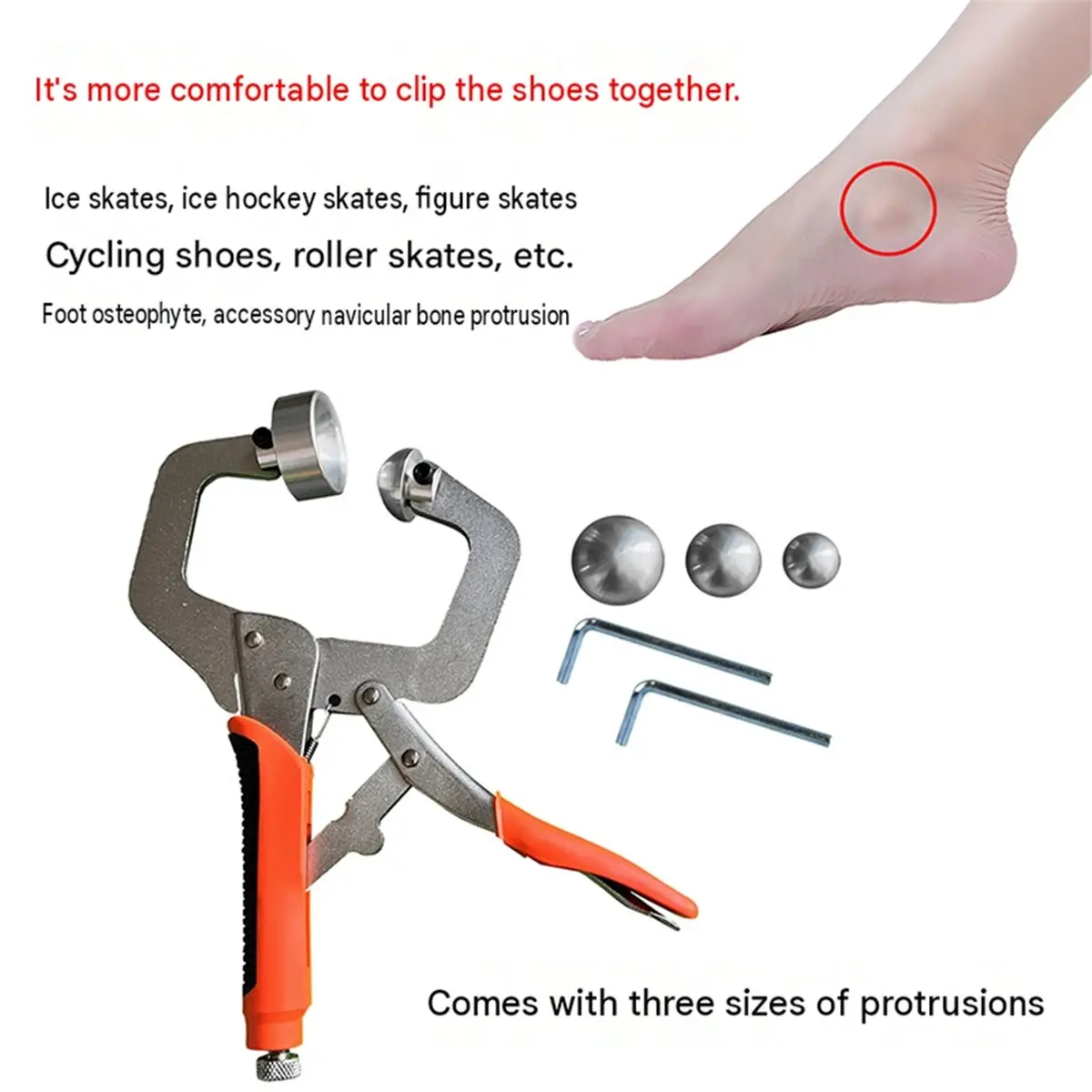 Ice Skate Boot Stretcher with 3 Interchangeable Pressure Heads for Pain Relief in Speed & Hockey Skates