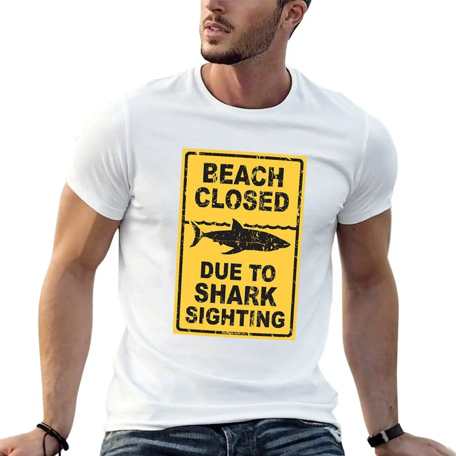 BEACH CLOSED DUE TO SHARK SIGHTING T-Shirt Casual Lightweight Short Sleeve Top
