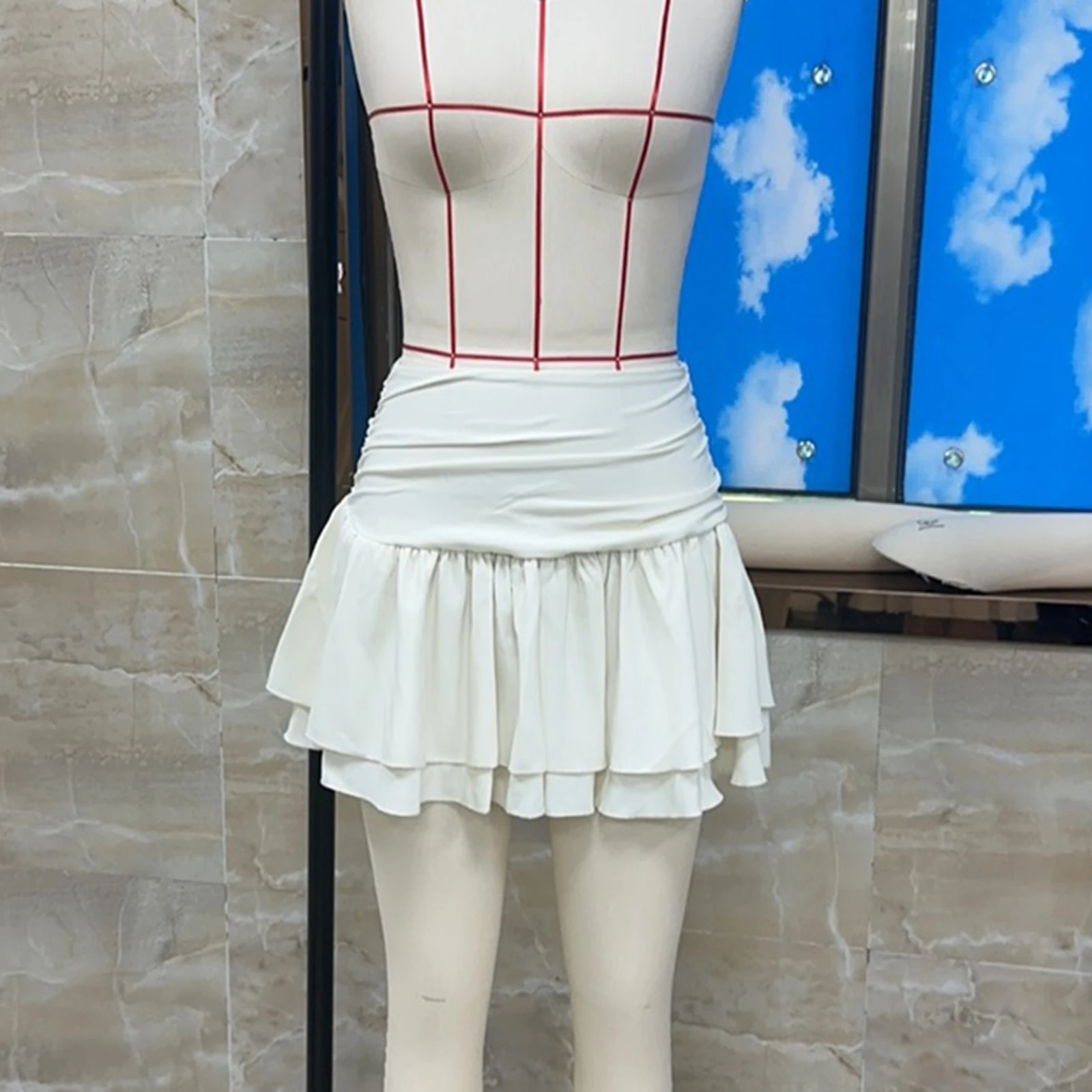 

Женская мини-юбка с рюшами, однотонная многослойная юбка трапециевидной формы с низкой посадкой и рюшами для пляжного отдыха, летняя вечеринка, повседневная одежда, уличная одежда