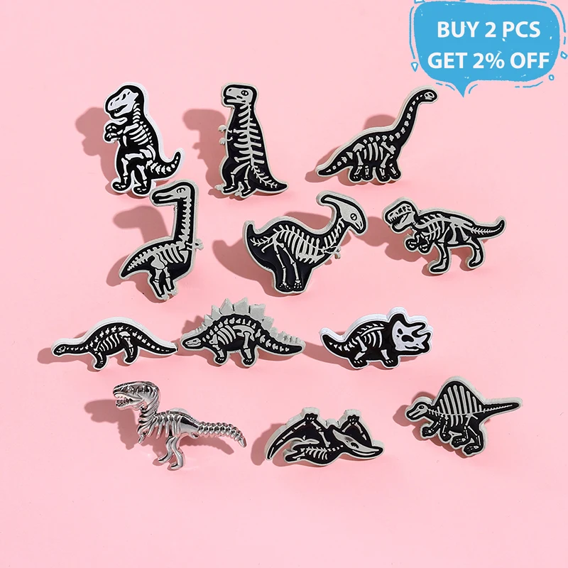 12 Style Dinosaur Enamel Pins Triceratops Tyrannosaurus rex Stegosaurus Punk Brooches On Backpack Gift For Friend Kid Jewelry