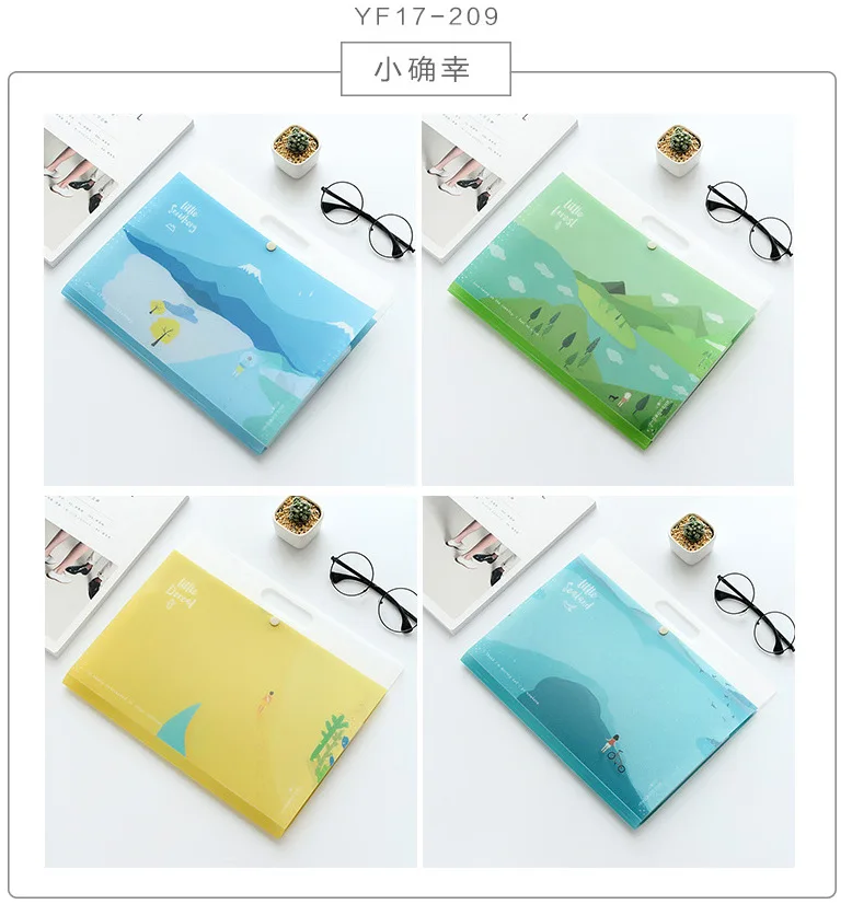 Korean Portable Expanding Wallet 6 Layers Inner A4 Bag Bill Data PP Buckle Paper Organizer Document Pouch Wholesale File Folder