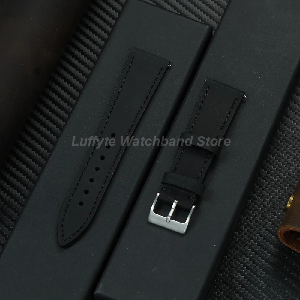 Premium Crazy Horse Leather Mens Watch Band Quick Release Design 18mm 19mm 20mm 21mm 22mm Comfortable Wristwatch Strap image 4