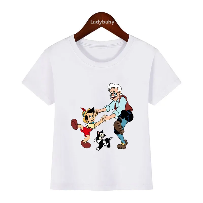 Disney Kids T-shirt Pinocchio Graphic Cartoon Girls Clothes Baby Boys Short Sleeve T shirt Funny Children\'s clothing,HKP5532