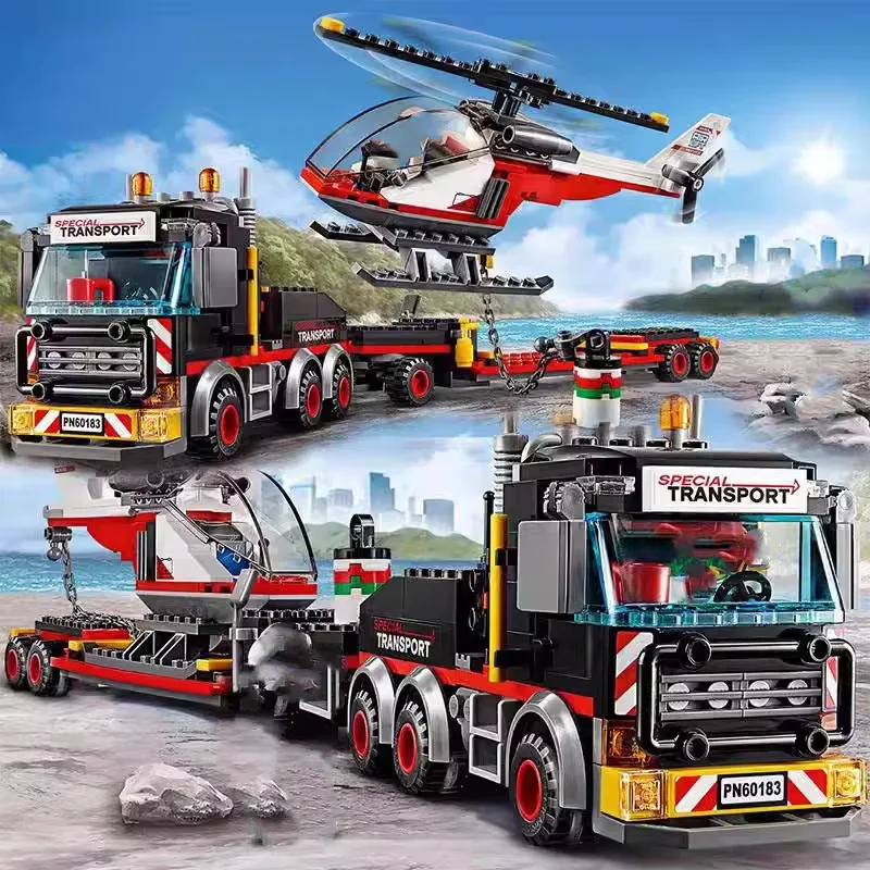 

Compatible Sets City series Heavy Helicopter Transporter model building blocks decoration toys Puzzle Assembly Children's Gifts