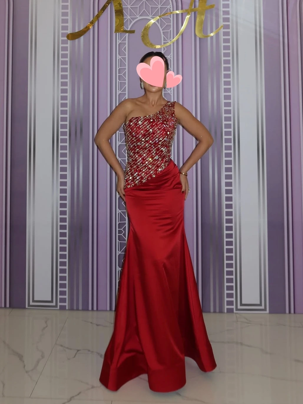 

Other Shore Elegant Vintage Sexy Red Mermaid Beads Lace One Shoulder Customized Formal Occasion Prom Dress Evening Party Gowns