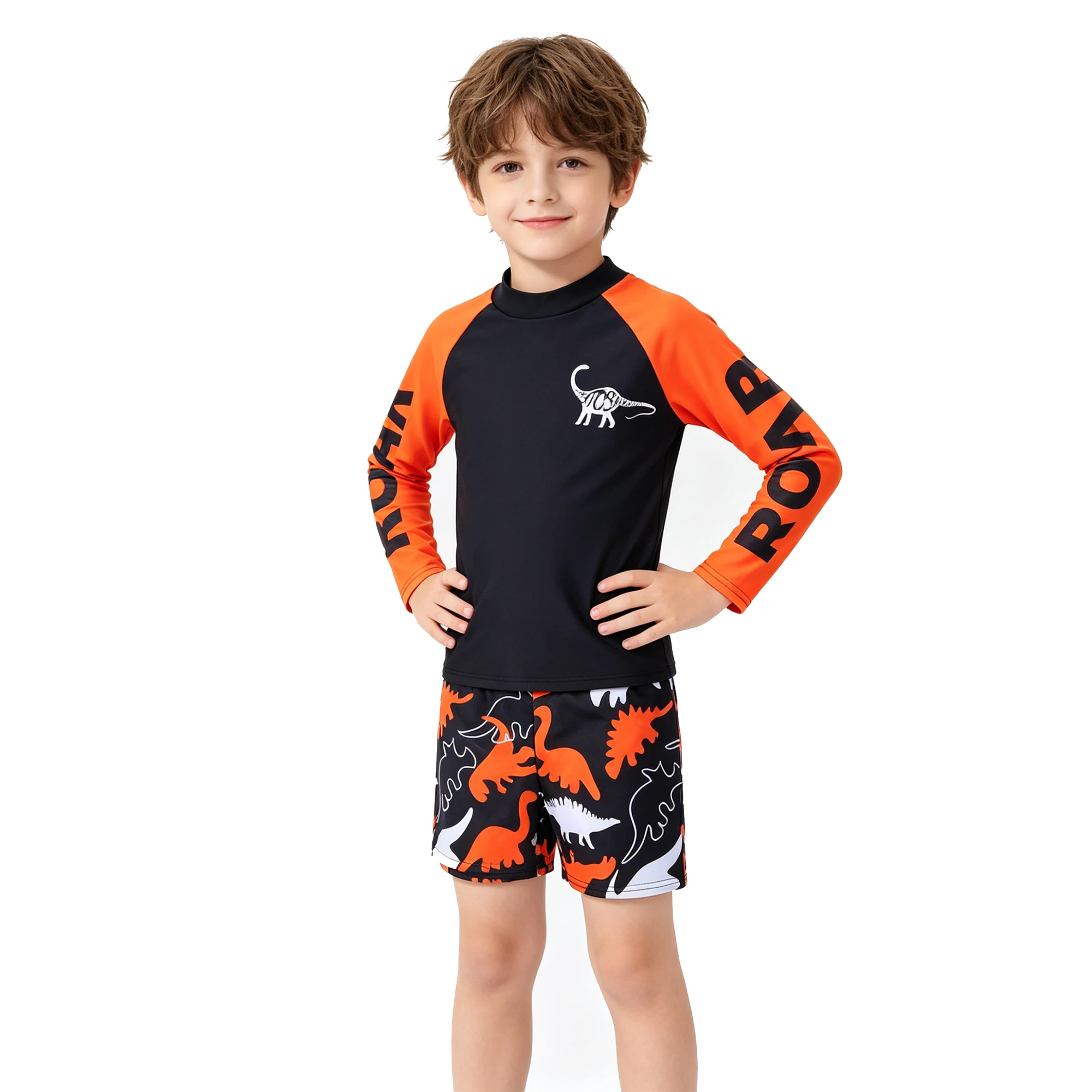 Trajes de Baño para Niños de Dos Piezas, Conjunto de Traje de Baño de Manga Larga para Niños de 3, 4, 5, 6, 7, 8, 9, 10 y 11 Años, Top + Pantalones Cortos