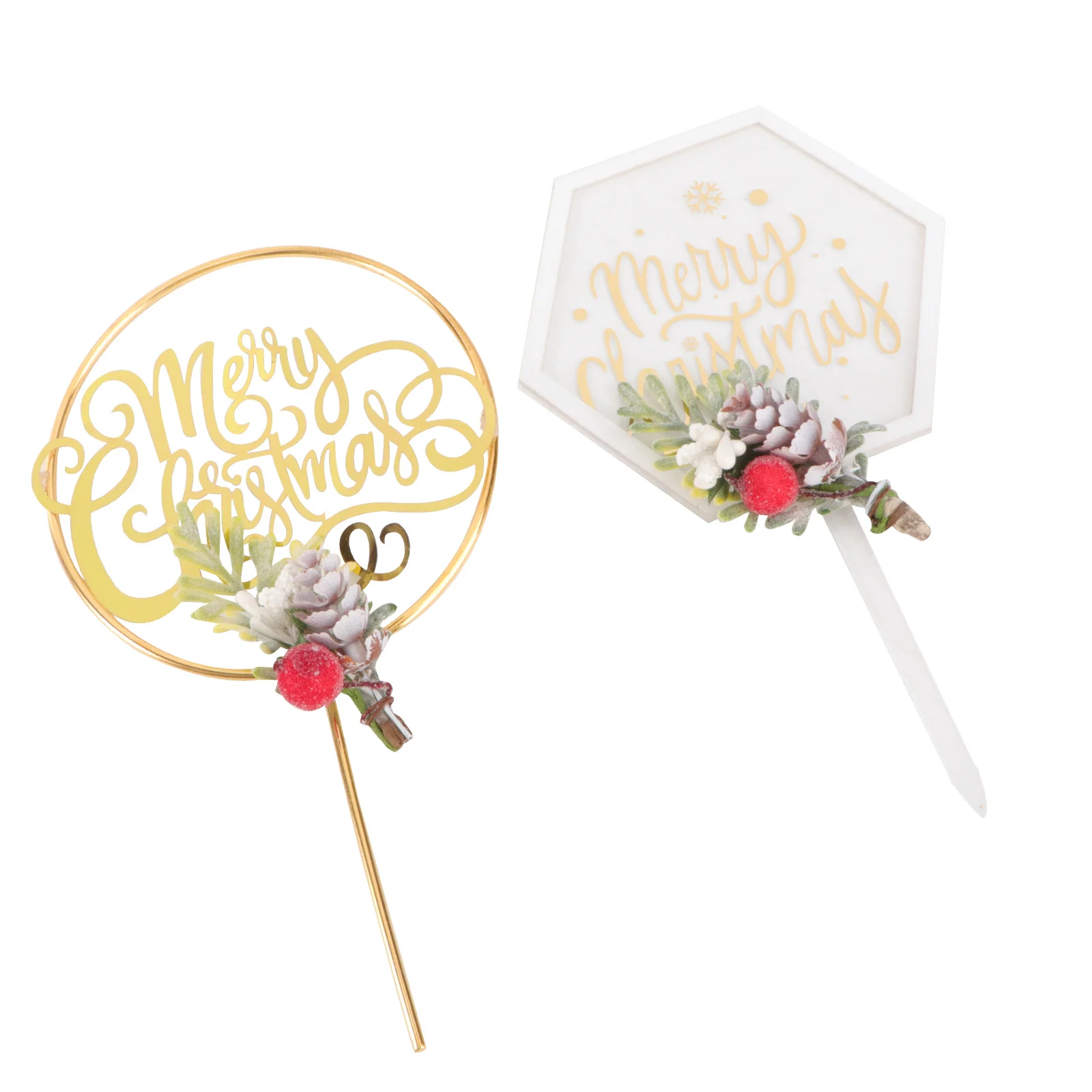 2 szt. Dekoracje świąteczne do ciast, ozdoby na przyjęcia, patyczki do dekoracji babeczek, dekoracje do pieczenia