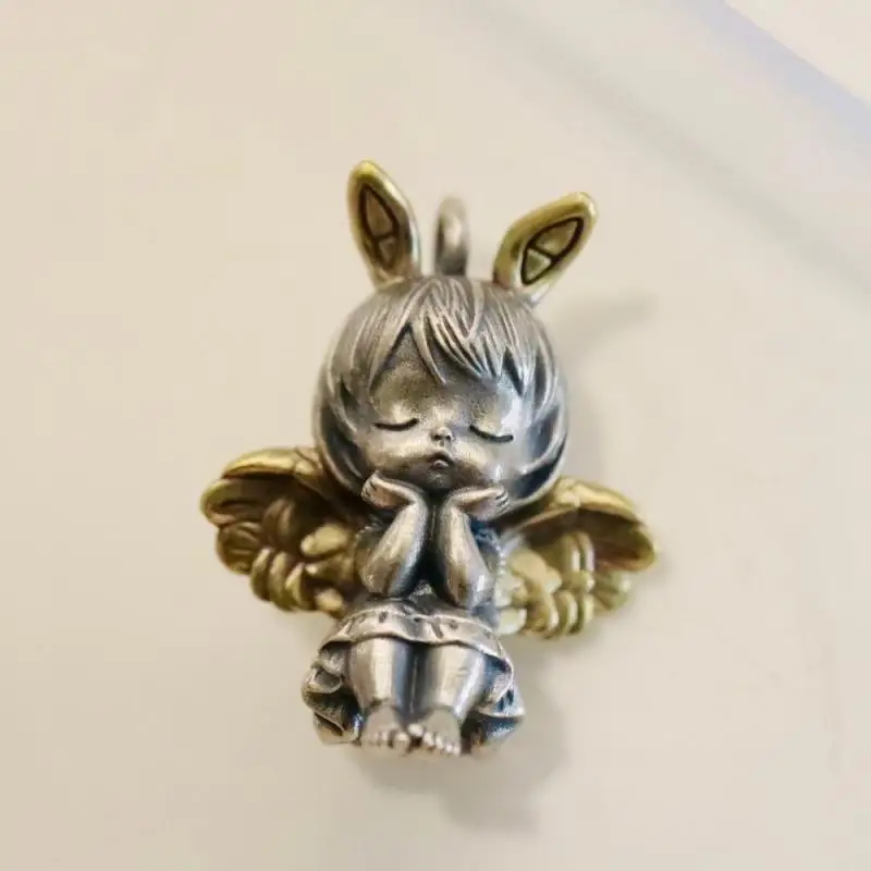 Retro Punk Cute Little Angel Metal Pendant Little Girl Praying Necklace Charm Ladies Female Birthday Party Jewelry Gift