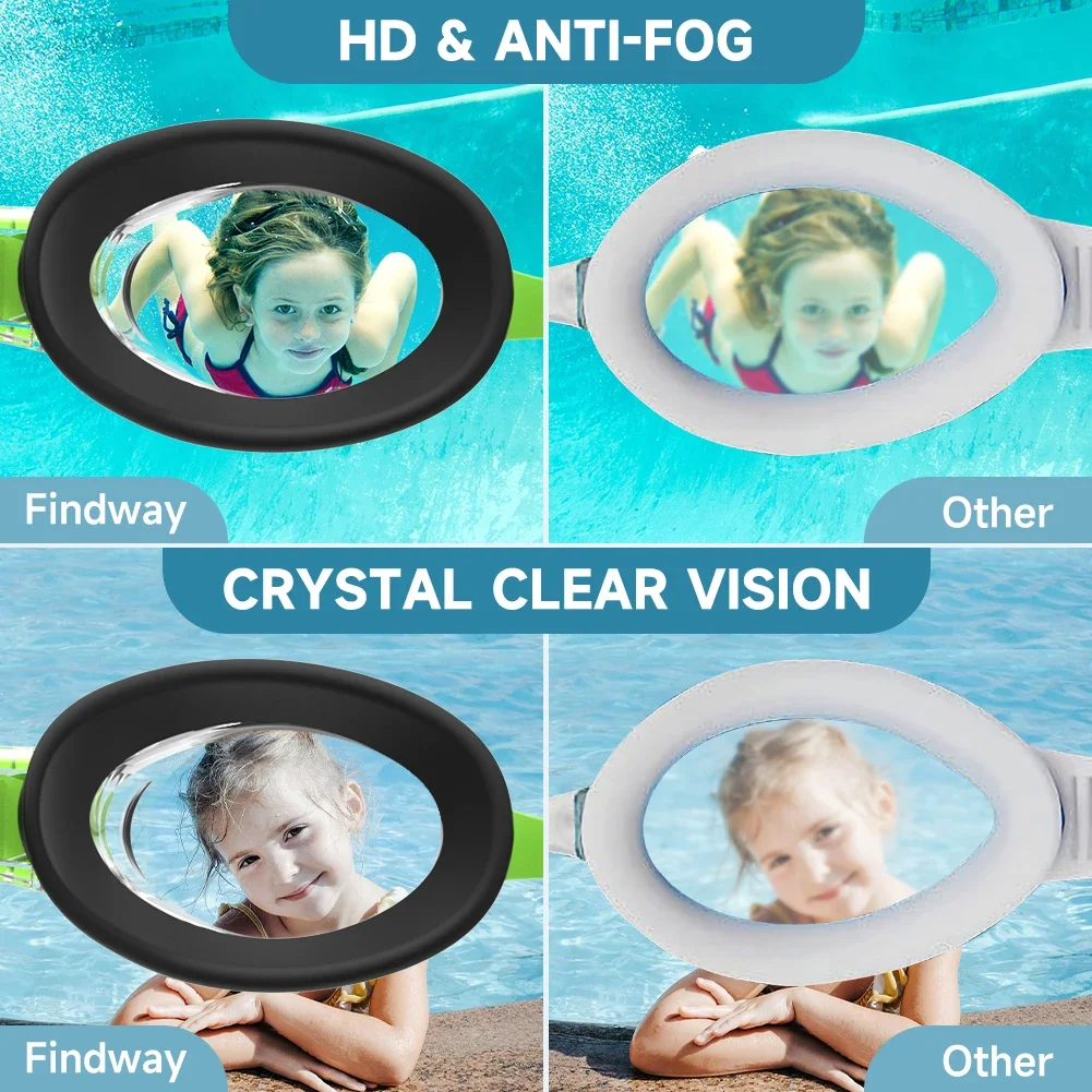 Findway-Lunettes de natation professionnelles pour enfants de 3 à 10 ans, mise à niveau étanche, anti-buée et UV