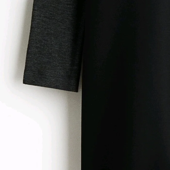 冬の新作 ラウンドネック ロング丈 エレガントなレディース レーストリム カジュアル スリーレイヤード風 ポリエステル フェアリースカート