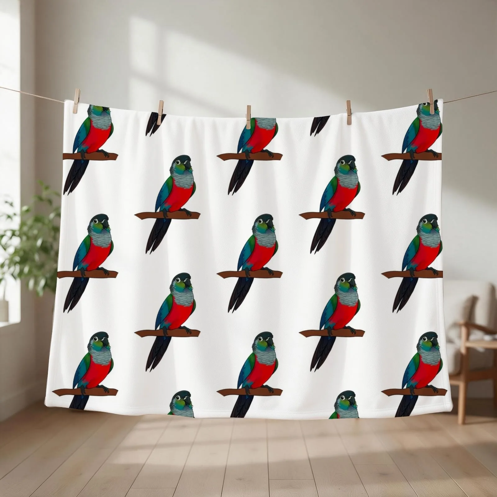 Crimson bellied conure Throw Blanket couch cozy soft plush fuzzy picnic outdoor blanket